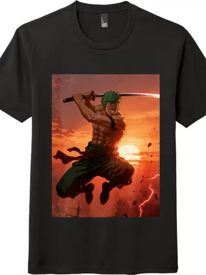 Discover One Piece Roronoa Zoro Printed T-Shirt|Unisex Trendy Loose Short-Sleeve Top Tee
