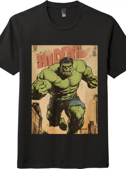 Marvel Hulk Retro - Style Loose Casual Tee  Unisex T - Shirt