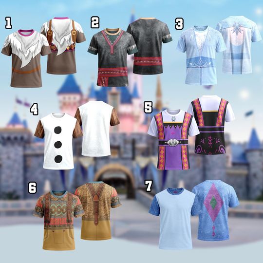 Discover Disney Elsa Sven Kristoff Frozen Costume T-Shirt, Frozen Magic Kingdom Halloween Cosplay Costume Group Family Matching Party Christmas Party