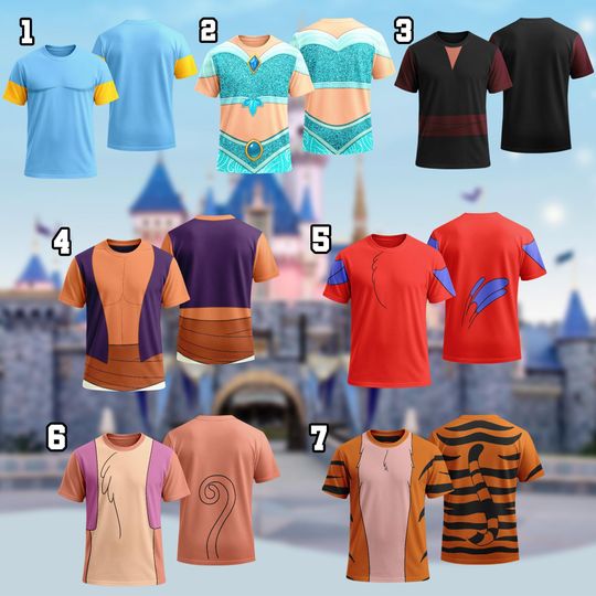 Discover Disney The Genie Jasmine Aladdin Jafar Costume Hoodie, Aladdin Movie Sweatshirt, Characters Cosplay Tee, Halloween Group Family Matching