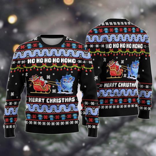 Discover Blue Tiger With Santa Christmas Ugly Sweater, Ho Ho Ho Xmas Sweater Men Women, Kpop Anime Christmas Holiday Sweater, Xmas Gifts