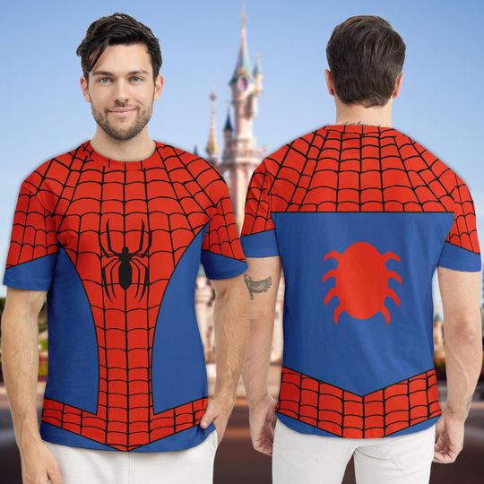 Discover Disney Spider Costume Men 3D T-Shirt, Spider Hero Halloween Party Shirt, Spider Suit Cosplay, Superhero Lover Halloween Group Matching Tee