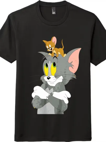 Discover Tom & Jerry Cartoon Print T-Shirt for Casual Wear,Unisex Vintage Trendy Tee
