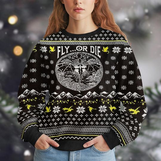 Discover Fourth Wing Ugly Christmas Sweater Knit, Basgiath War College Dragon Rider Sweater, Retro Fly or Die Shirt, Bookish Love Gifts