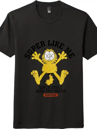 Discover Garfield Trendy Cartoon Casual T - Shirt| Unisex Tee in Black and White