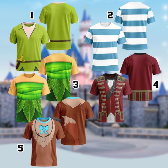 Discover Disney Peter Pan Halloween Costume 3D T-shirt, Smee Tinker Bell Cosplay Costume