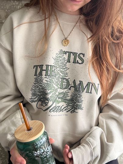 Discover Tis the damn season crewneck / evermore album / Christmas crewneck sweater / eras tour / Taylor Christmas Gifts/ Christmas Sweater swift