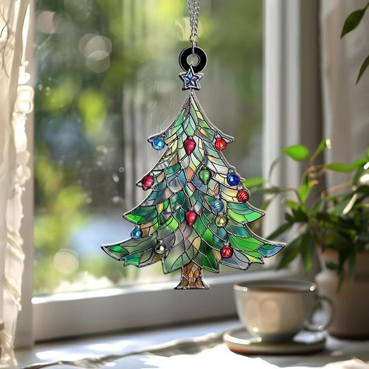 Discover Christmas Tree Suncatcher, Festive Holiday Window Hanging Suncatcher, Christmas Suncatcher, Winter Home Decor, Christmas Tree Window