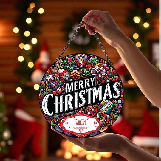 Discover Merry Christmas Suncatcher, Festive Holiday Window Decoration, Cheerful Xmas Ornament, Winter Home Decor, Christmas Gift Idea, Merry Xmas