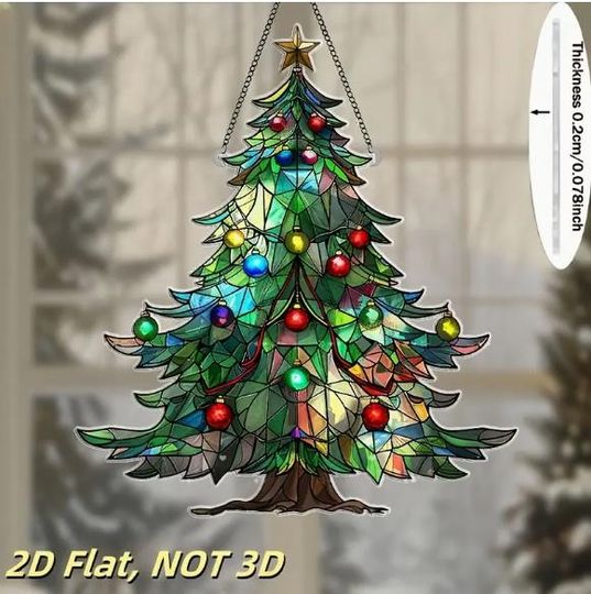 Discover SUNCATCHER- Acrylic Christmas Tree Sun Catcher - 8x7 Inch Holiday-Decorative Themed Window Hanging with Colorful Lights & Star