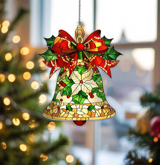 Discover Christmas Bells Acrylic Suncatcher, Holiday Window Hanging, Festive Suncatcher Home Decor,Christmas Indoor Decor,Xmas Gift For Family