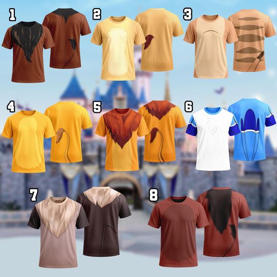 Discover Disney Simba Scar Pumbaa Timon Costume T-Shirt, The Lion King Cosplay Costume, Characters Cosplay Tee, Halloween All Over Print Tee