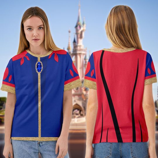 Discover Snow Princess 3D Costume Shirt, Halloween Costume For Family Group Shirt, Princess And Dwarfs Tee, White Princess Cosplay Costume For Women