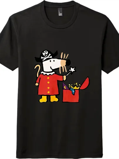 Discover Pirate Maisy Cartoon Casual T - Shirt| Unisex Tee in Black and White