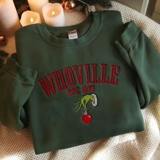 Discover Christmas Embroidered Sweatshirt, Christmas Sweatshirt, Christmas Gifts for Friends, Christmas Gift, Funny Christmas Embroidered Sweatshirt