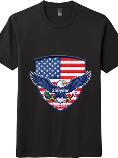 Discover 1776 - 2026 250th Anniversary Eagle & US Flag Shield T - shirt