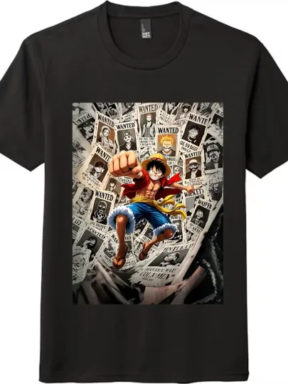 Discover "One Piece" Luffy Bounty Poster Printed Short-Sleeve Tee|Trendy Anime Casual Top