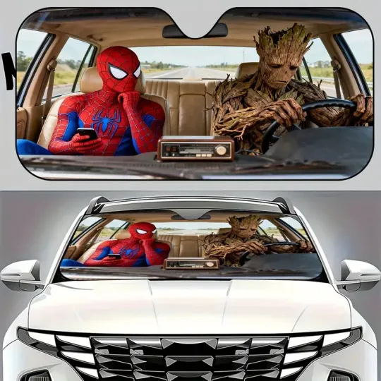 Discover Superhero Movie Car Sun Shade for Windshield and Dashboard