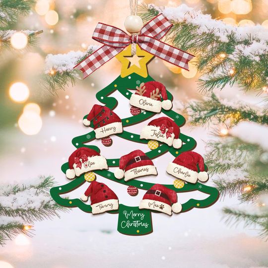 Discover Personalized 2025 Christmas Ornament, Custom Wooden Family Christmas Tree Ornament, Family Christmas Gift, Holiday Ornament