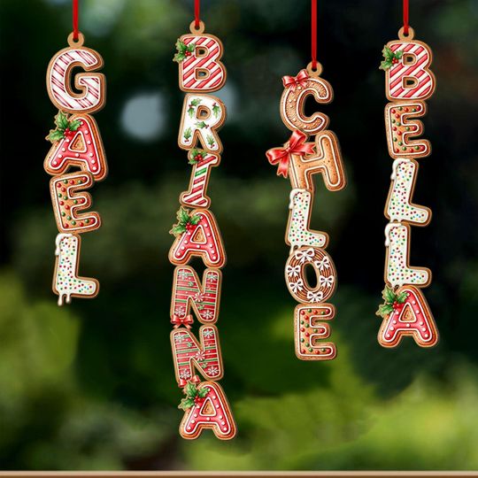 Discover Custom Family Name Ornament, Gingerbread Alphabet Ornament, Christmas Tag for Stockings, Kids Gifts, Christmas Ornaments for Baby, Baby Gift