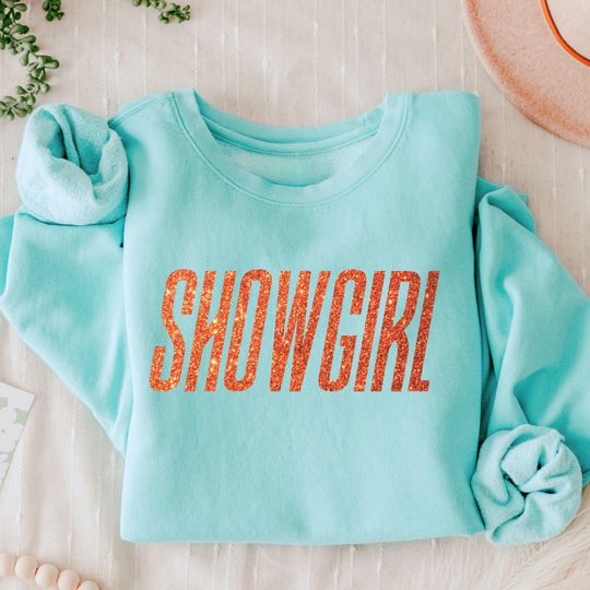 Discover Showgirl Sparkly Sweatshirt - Faux Orange Glitter taylor version FanGirl Top, Concert Jumper for Adults and Children