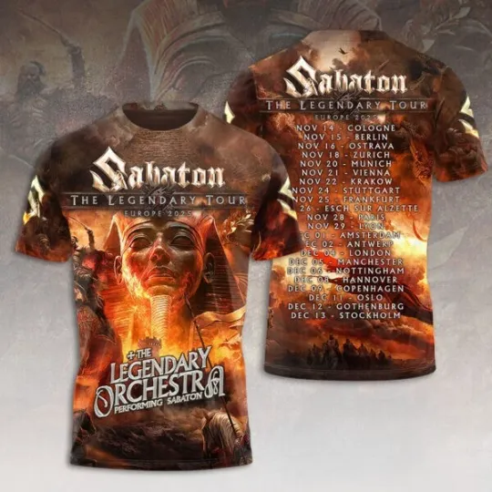 Discover Sabaton The Legendary Europe 2025 3D T-Shirt