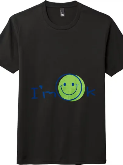 Discover "I'm Ok" Smile Cartoon Casual T - Shirt| Unisex Tee in Black and White