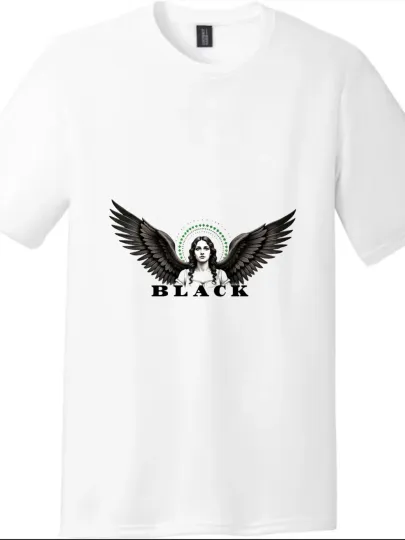 Discover Dark - Style Black - Winged Angel Printed Tee, Unisex Trendy Short - sleeved Top