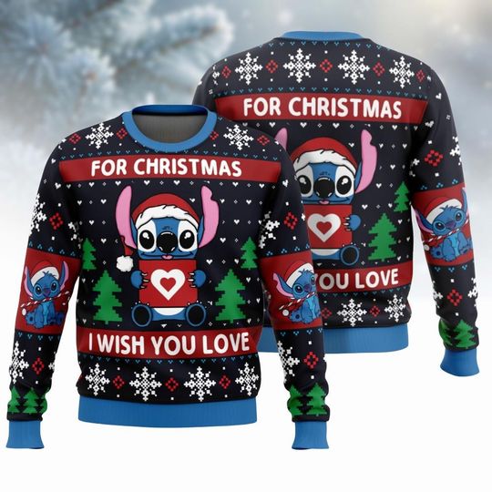 Discover Christmas Love Stitch Ugly Christmas Sweater, Disney Stitch Christmas Shirt, Ugly Christmas, Women Christmas Sweater, Lilo And Stitch