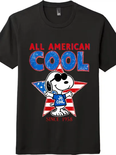 Discover All - American Cool Snoopy Cartoon Casual T-shirt, Unisex tee in Black and White
