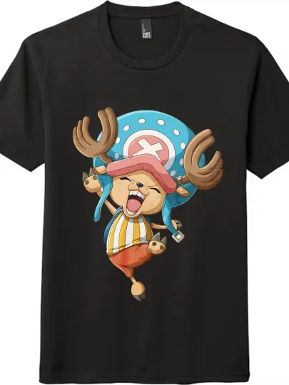 Discover One Piece Chopper Cartoon Casual T-Shirt, Unisex Tee, Black & White