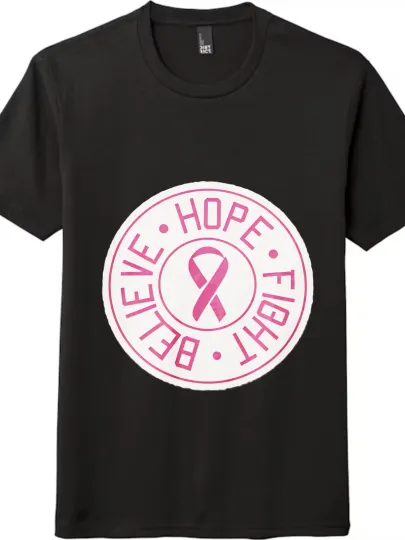 Discover Breast Cancer Awareness T - Shirt with "Believe • Hope • Fight" Theme |Tee