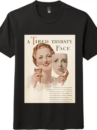 Discover Vintage Cola Advertisement Printed Tee, American Nostalgic Style Short-sleeve