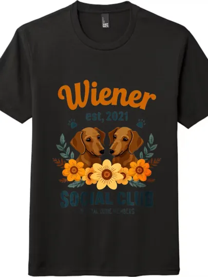 Discover Wiener Dog Print Casual Wear Unisex Trendy retro Cartoon Short-sleeve T-shirt
