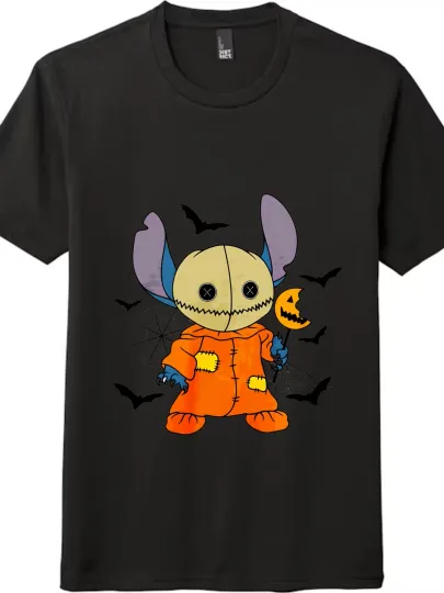 Discover Halloween Stitch Cartoon T-Shirt,Unisex Tee|Casual Crew Neck Short-Sleeve Top