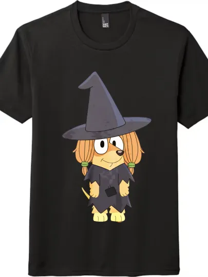 Discover Cute Cartoon Witch Dog Indy Printed T-Shirt -Unisex Casual Short Sleeve Tee