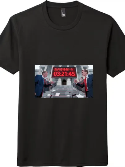 Discover US Government Shutdown Countdown Tee | Political Crisis Graphic T-shirt