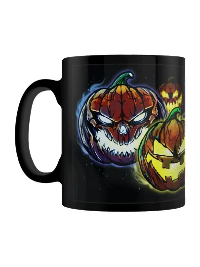 Discover Halloween Evil Pumpkin Heads Black Mug