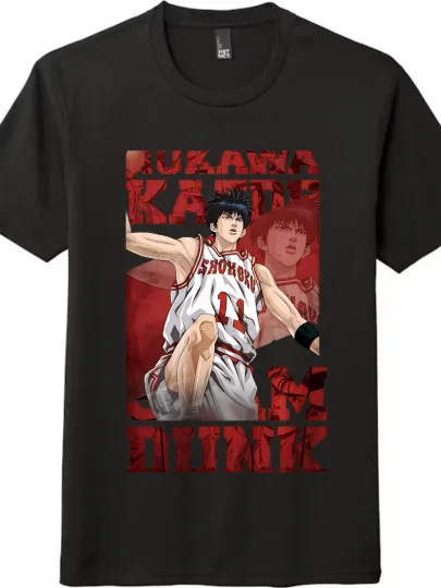 Discover Slam Dunk Kaede Rukawa Cartoon Print T-shirt|Unisex Tee Casual Short-sleeve Top