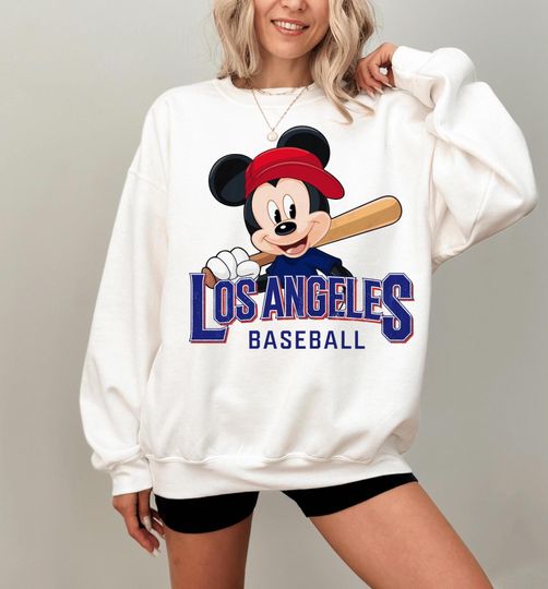 Discover Mickey Los Angeles Baseball Sweatshirt, Favorite Baseball Team Sweatshirt, Mickey Los Angeles Baseball