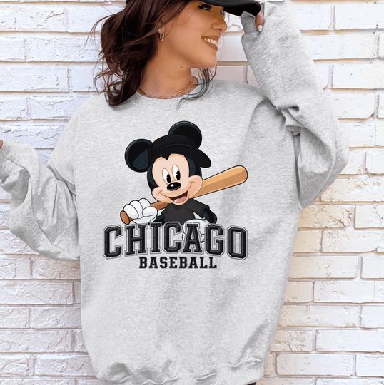 Discover Mickey Chicago Baseball Crewneck Sweatshirt, North Side Sweatshirt, Chicago Baseball, Chicago Baseball Game Day Tee