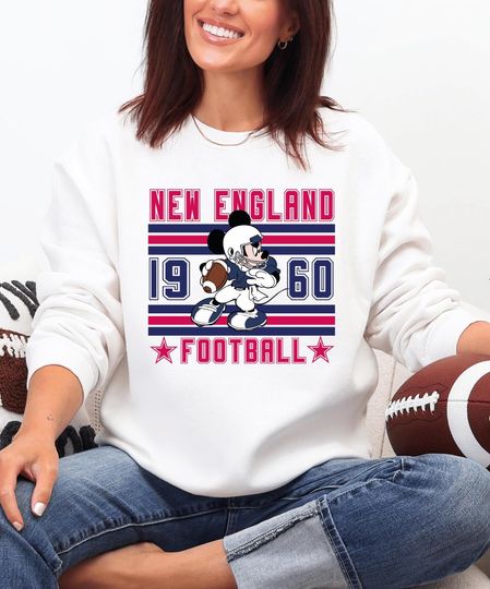 Discover Mickey New England Football Sweatshirt, Game Day Disney Sweatshirt, Team Spirit Tailgate Tee, Sunday Fan
