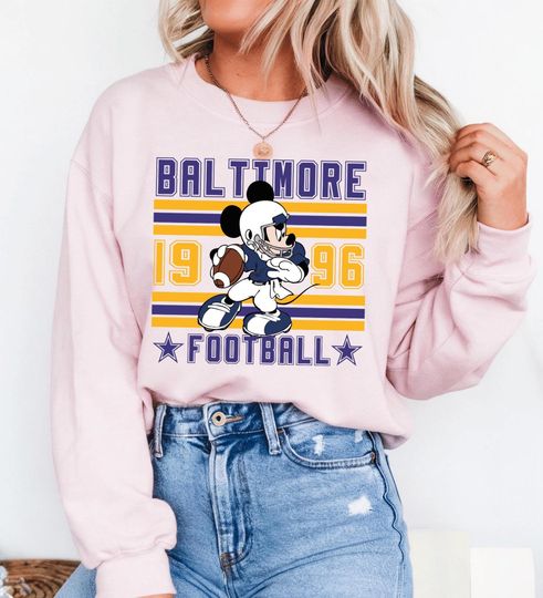 Discover Baltimore Football Mickey Sweatshirt, Retro Game Day, Baltimore Team Spirit Sweatshirt, Disney Inspired Football Fan