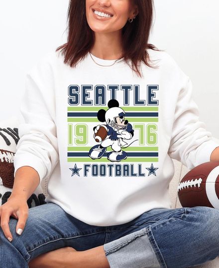 Discover Mickey Seattle Football Sweatshirt, Family Matching Game Day Sweatshirt,Disney Mickey Sundays Are For Seattle Football Sweatshirt