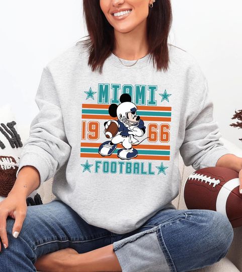 Discover Mickey Miami Football Sweatshirt, Game Day Mickey Sweatshirt, Family Matching Tailgate Fan, Sunday Team Spirit Outfit