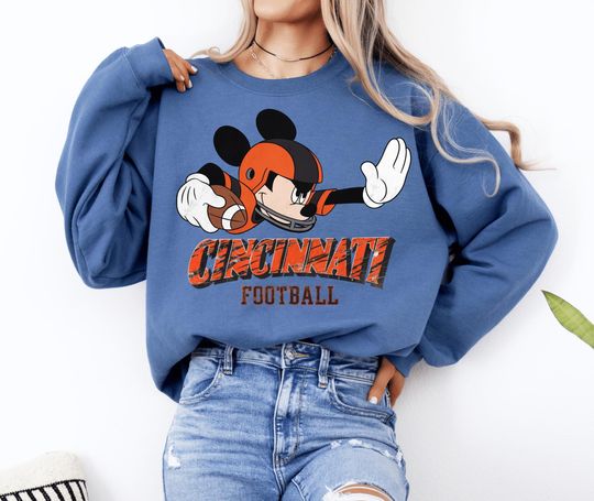 Discover Mickey Cincinnati Football Crewneck Sweatshirt, Cincinnati Football, Disney Mickey Cincinnati Football