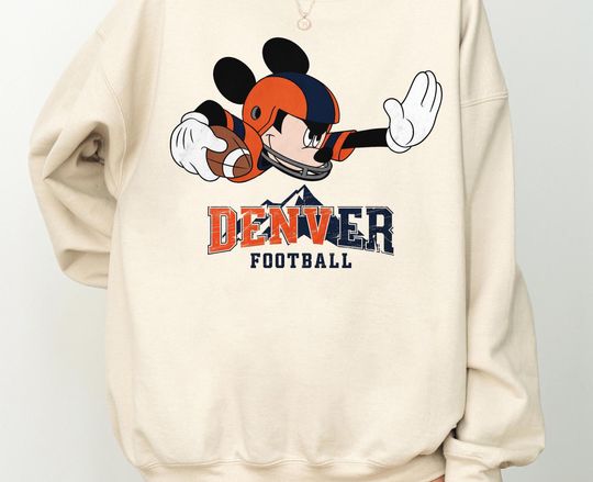 Discover Mickey Denver Football Retro Style Sweatshirt, Disney Retro Denver Football, Football Fans Gift Sweater