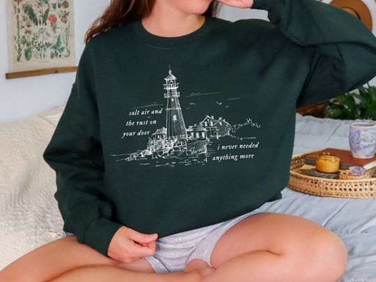 Discover Salt Air August Unisex Crewneck Sweatshirt, Folklore Merch, Evermore Aesthetic, Fairytale, Storybook Vibe