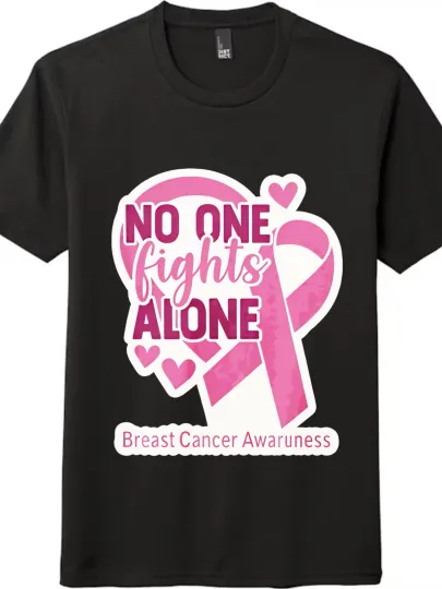 Discover Breast Cancer Awareness T - Shirt with "No One Fights Alone" Theme |Tee