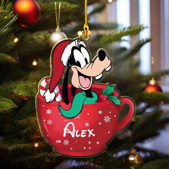 Discover Personalized Goofy Tea Cup Christmas Ornament, Disney Goofy 2025 Christmas Tree Decor, Disney Cartoon Xmas Holiday Gift For Kid